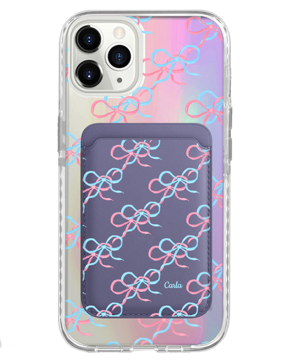 iPhone Magnetic Wallet Holo Case - Coquette Overlap Bow