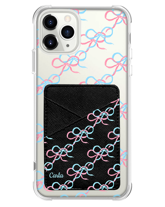 iPhone Phone Wallet Case - Coquette Pink & Blue Bow