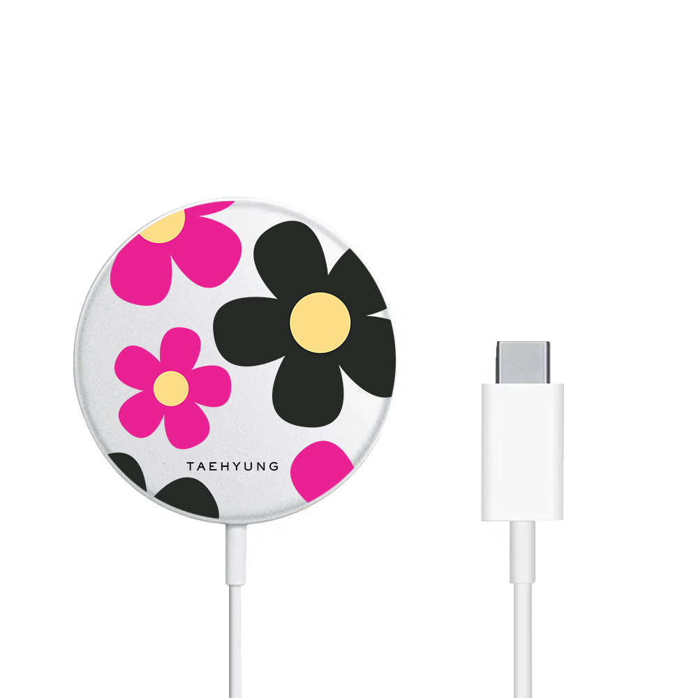 Magnetic Wireless Charger - Daisy Hot Pink