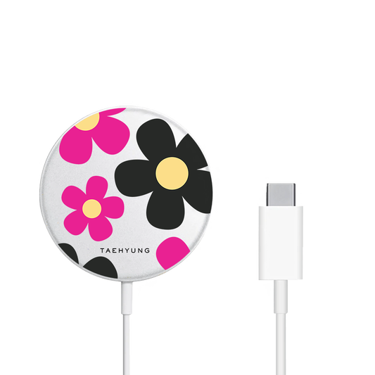 Magnetic Wireless Charger - Daisy Hot Pink