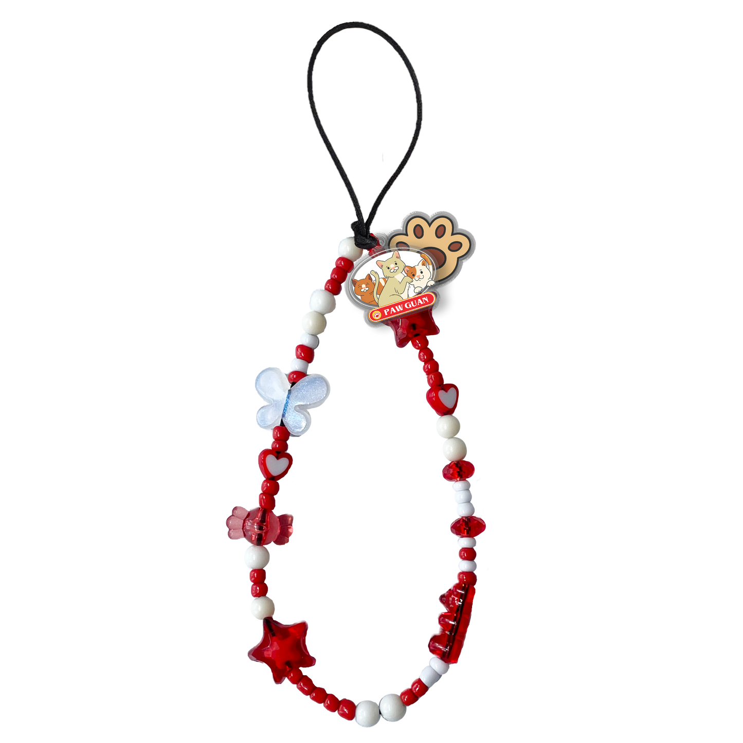 Beaded Strap with Acrylic Charm  - Pawguan Cat