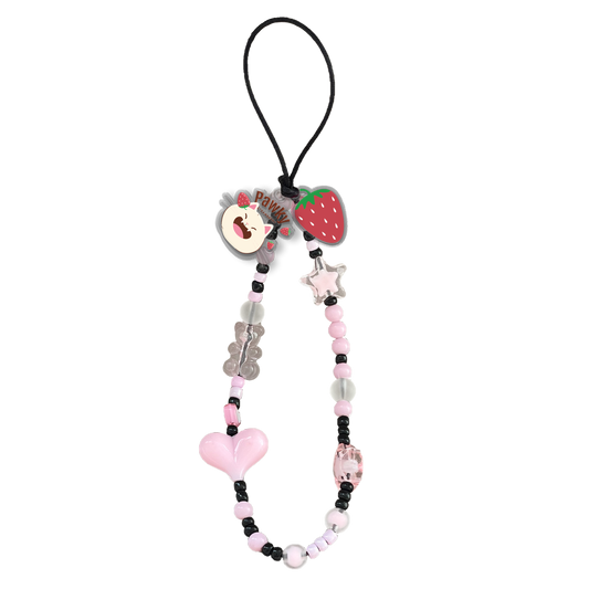 Beaded Strap with Acrylic Charm  - Pawky Cat