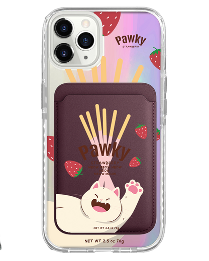 iPhone Magnetic Wallet Holo Case - Pawky Cat