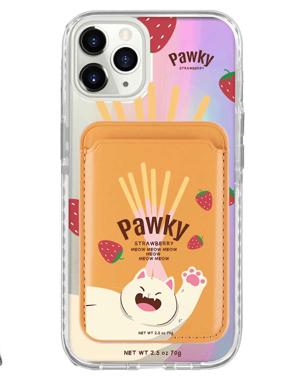 iPhone Magnetic Wallet Holo Case - Pawky Cat