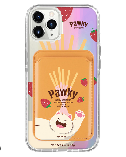 iPhone Magnetic Wallet Holo Case - Pawky Cat