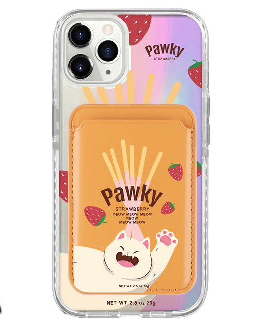 iPhone Magnetic Wallet Holo Case - Pawky Cat