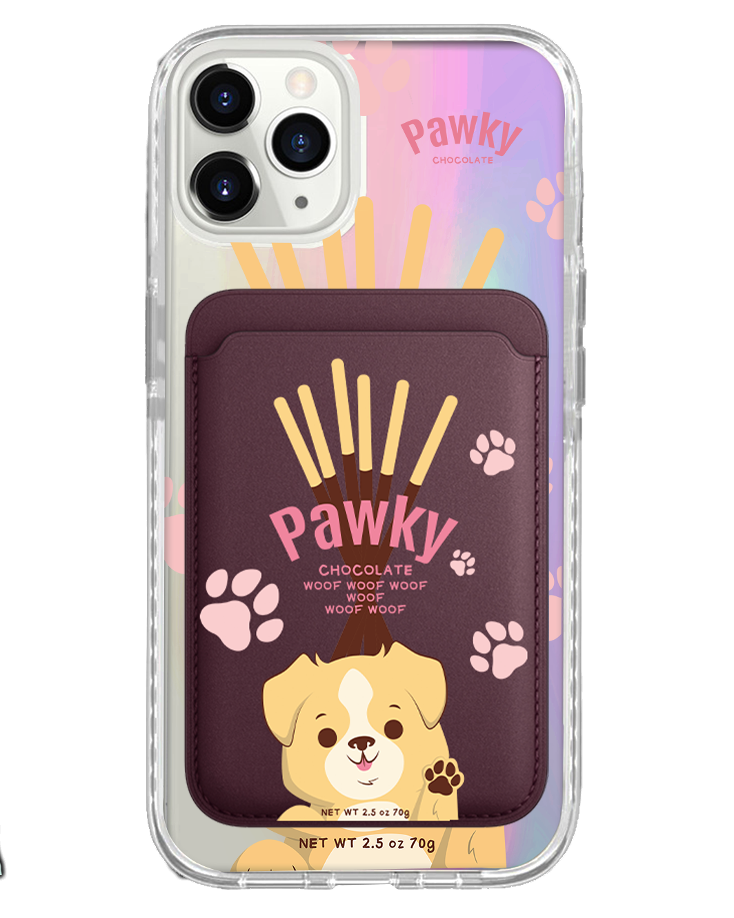 iPhone Magnetic Wallet Holo Case - Pawky Dog