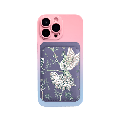 iPhone Magnetic Wallet Silicone Case - Peacock 4.0