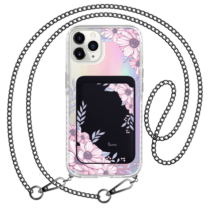 iPhone Magnetic Wallet Holo Case - Pink Blossom