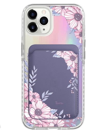 iPhone Magnetic Wallet Holo Case - Pink Blossom