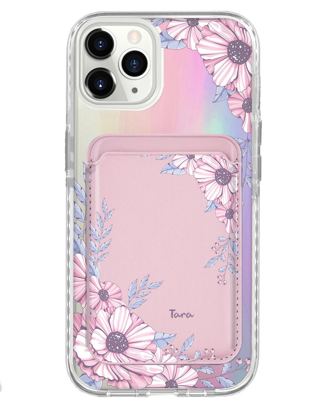 iPhone Magnetic Wallet Holo Case - Pink Blossom