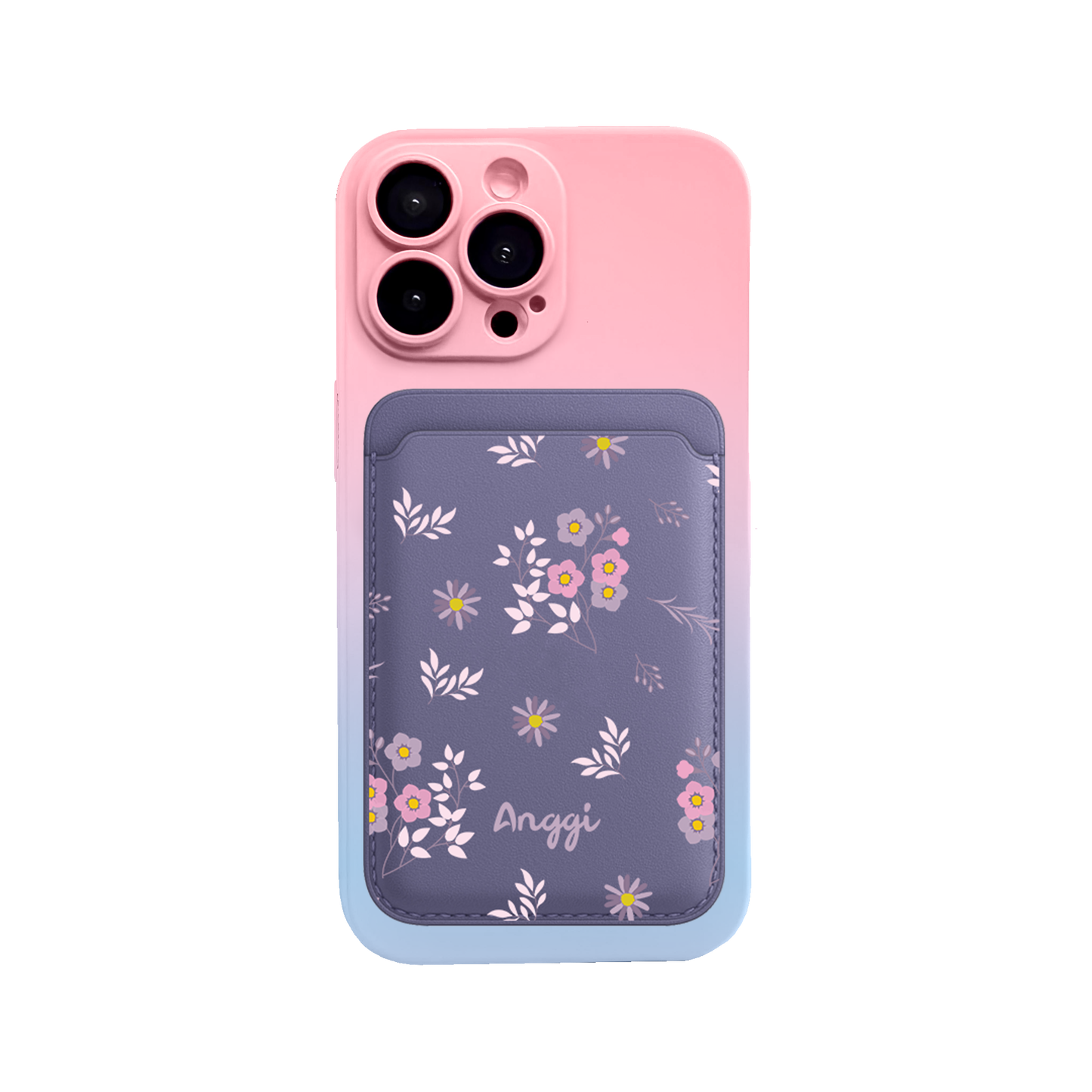 iPhone Magnetic Wallet Silicone Case - Cherry Blossom