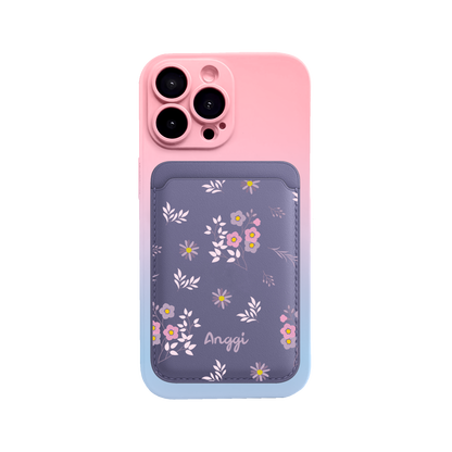 iPhone Magnetic Wallet Silicone Case - Cherry Blossom