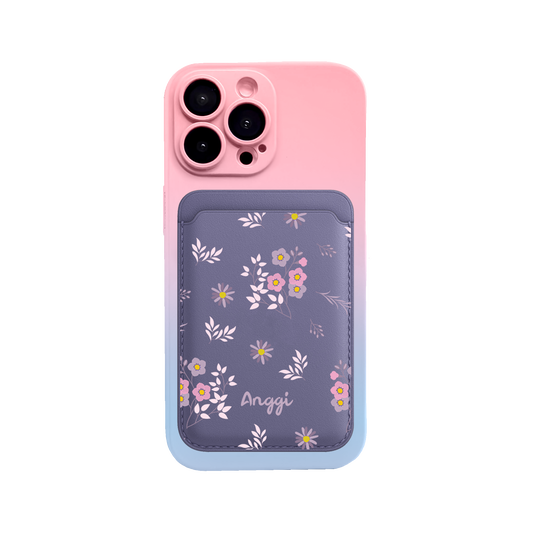 iPhone Magnetic Wallet Silicone Case - Cherry Blossom