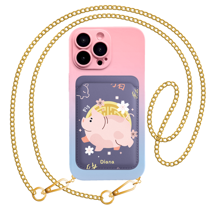 iPhone Magnetic Wallet Silicone Case - Pig