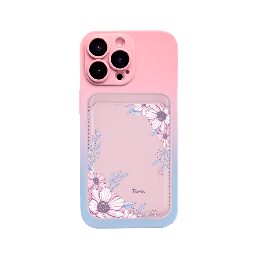 iPhone Magnetic Wallet Silicone Case - Pink Blossom
