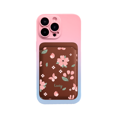 iPhone Magnetic Wallet Silicone Case - Pink Delight