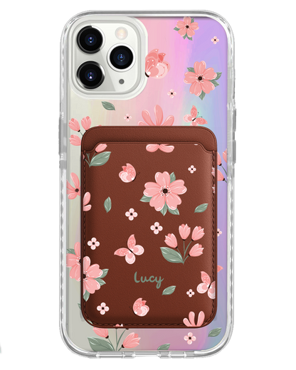 iPhone Magnetic Wallet Holo Case - Pink Delight