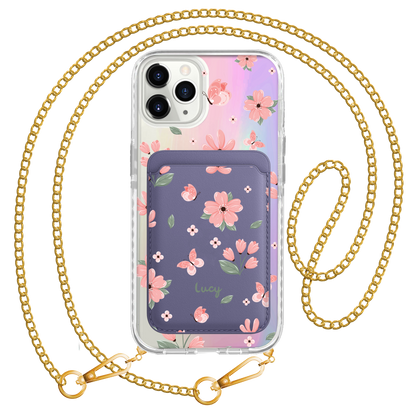 iPhone Magnetic Wallet Holo Case - Pink Delight