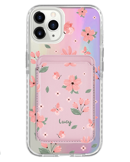 iPhone Magnetic Wallet Holo Case - Pink Delight