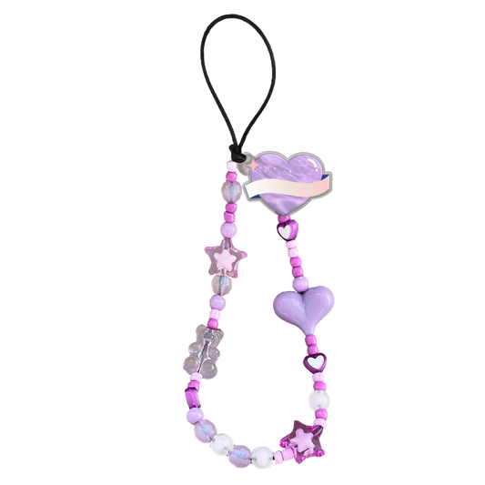 Beaded Strap with Acrylic Charm  - Pink Planet