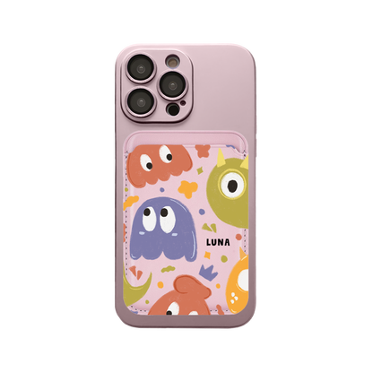 iPhone Magnetic Wallet Silicone Case - Cute monster 1.0