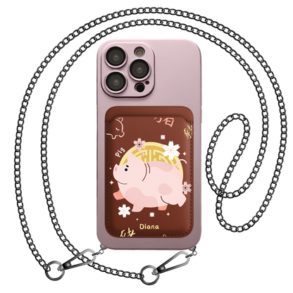iPhone Magnetic Wallet Silicone Case - Pig