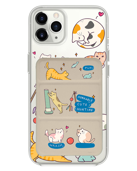 iPhone Magnetic Trifold Wallet Case - Playful Cat