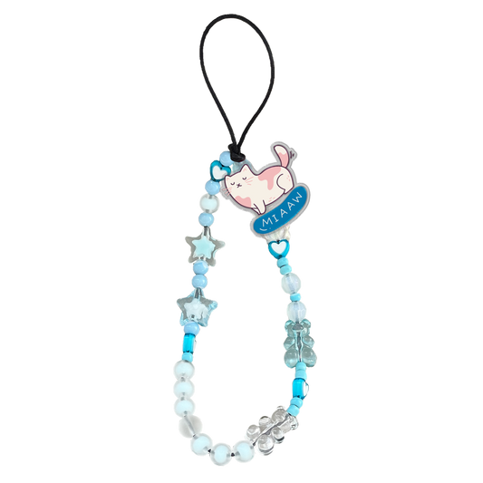 Beaded Strap with Acrylic Charm  - Playful Cat 2.0