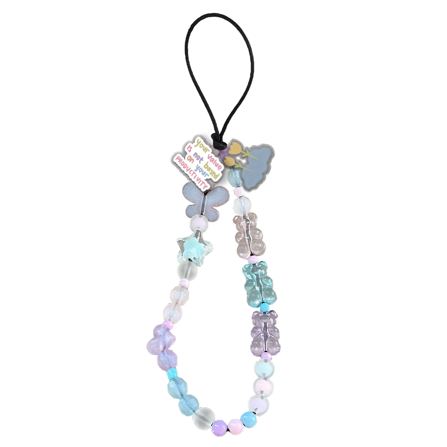 Beaded Strap with Acrylic Charm  - Positive Energy