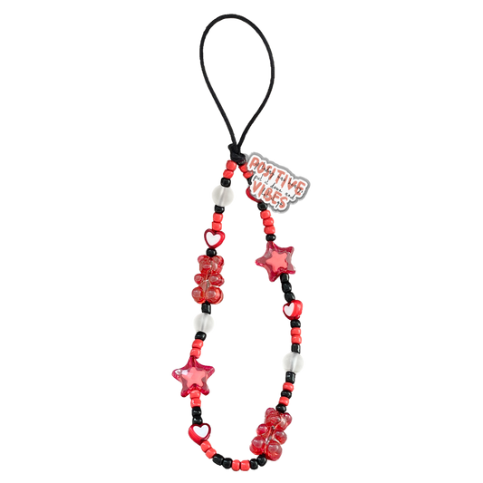 Beaded Strap with Acrylic Charm  - Positive Vibes