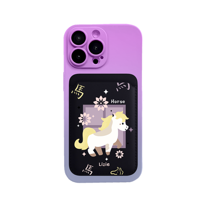 iPhone Magnetic Wallet Silicone Case - Horse