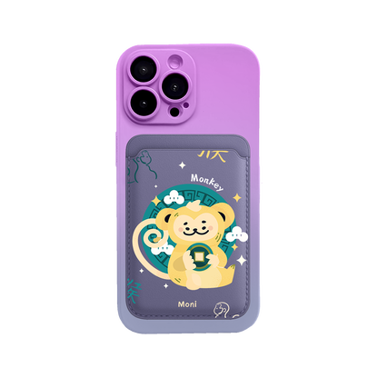 iPhone Magnetic Wallet Silicone Case - Monkey