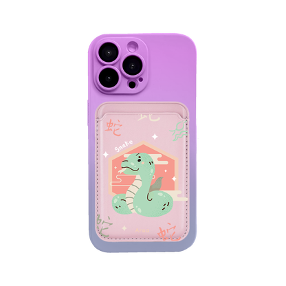 iPhone Magnetic Wallet Silicone Case - Snake