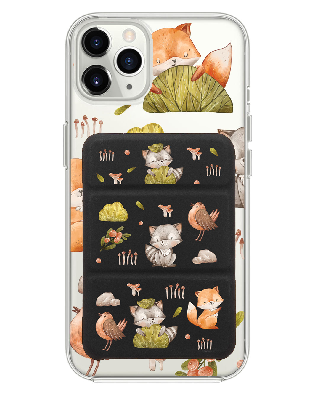 iPhone Magnetic Trifold Wallet Case - Racoon & Friends