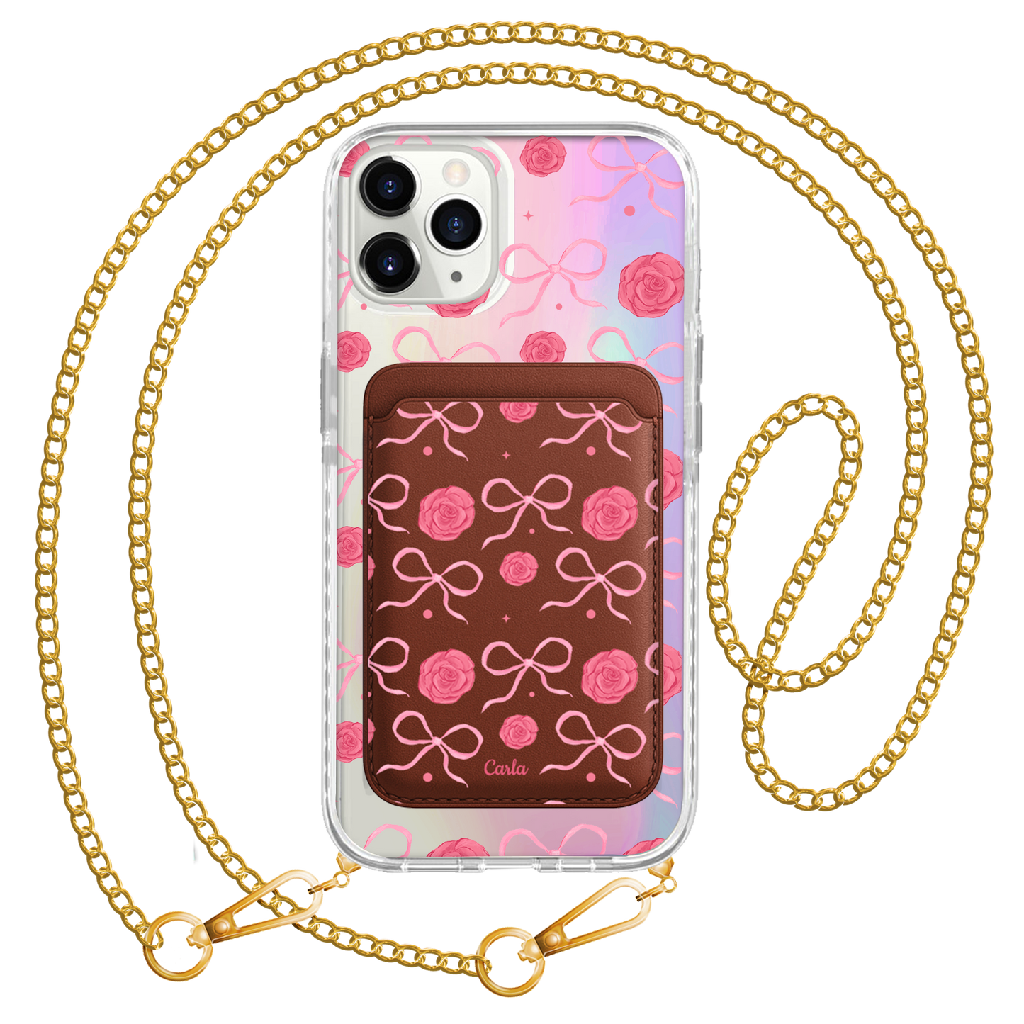 iPhone Magnetic Wallet Holo Case - Coquette Rose