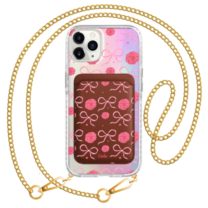 iPhone Magnetic Wallet Holo Case - Coquette Rose