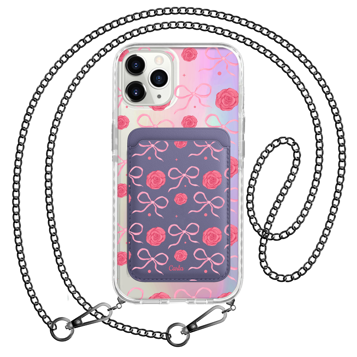 iPhone Magnetic Wallet Holo Case - Coquette Rose