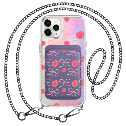 iPhone Magnetic Wallet Holo Case - Coquette Rose