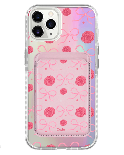 iPhone Magnetic Wallet Holo Case - Coquette Rose