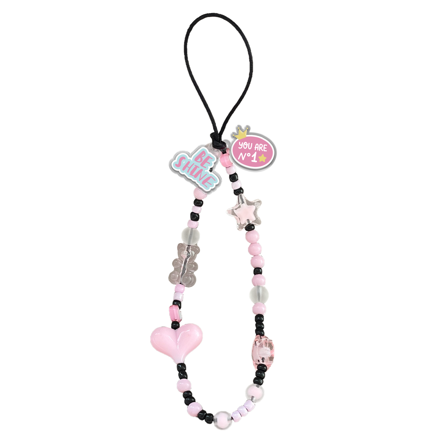 Beaded Strap with Acrylic Charm  - Self Love Sticker Pack