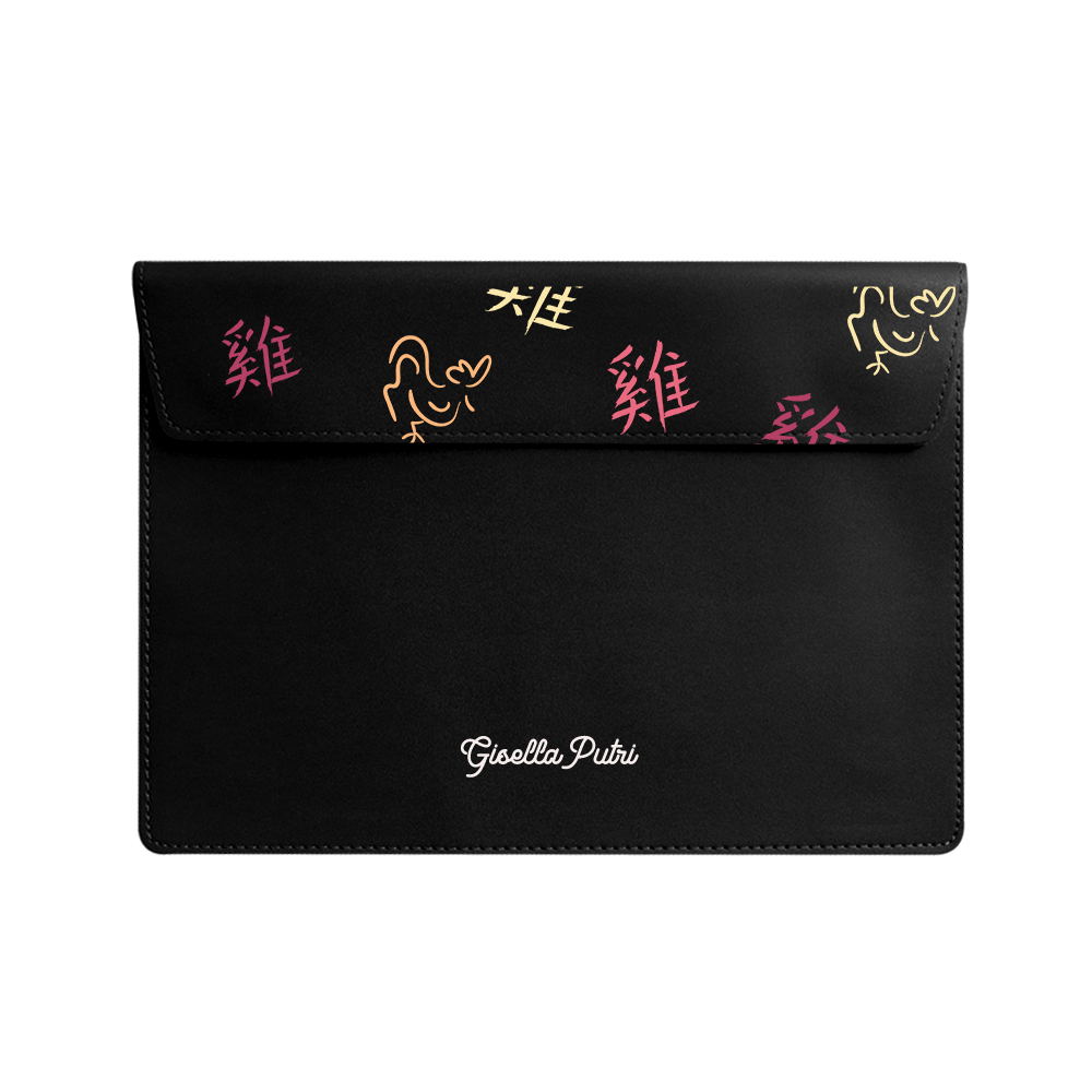 Vegan Leather Sleeve - Rooster (Chinese Zodiac / Shio)