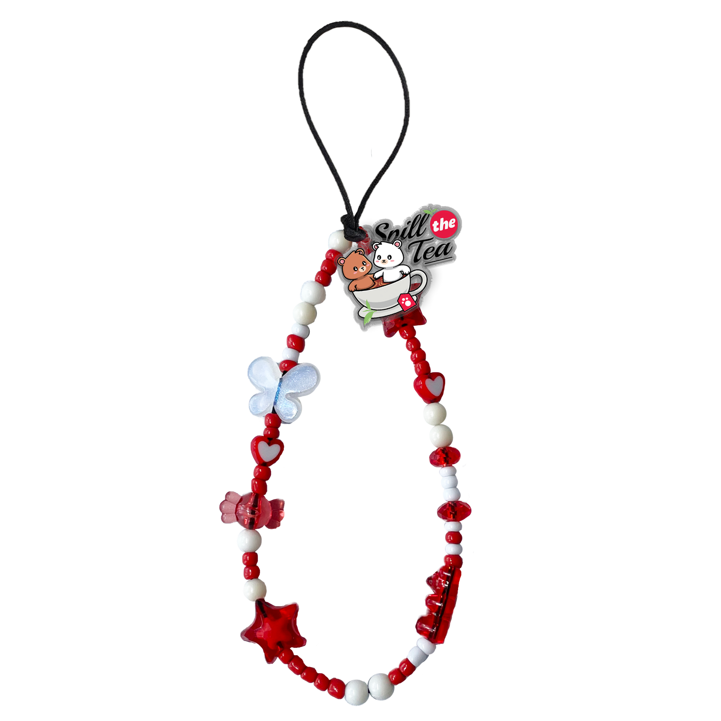 Beaded Strap with Acrylic Charm  - Spill the Tea