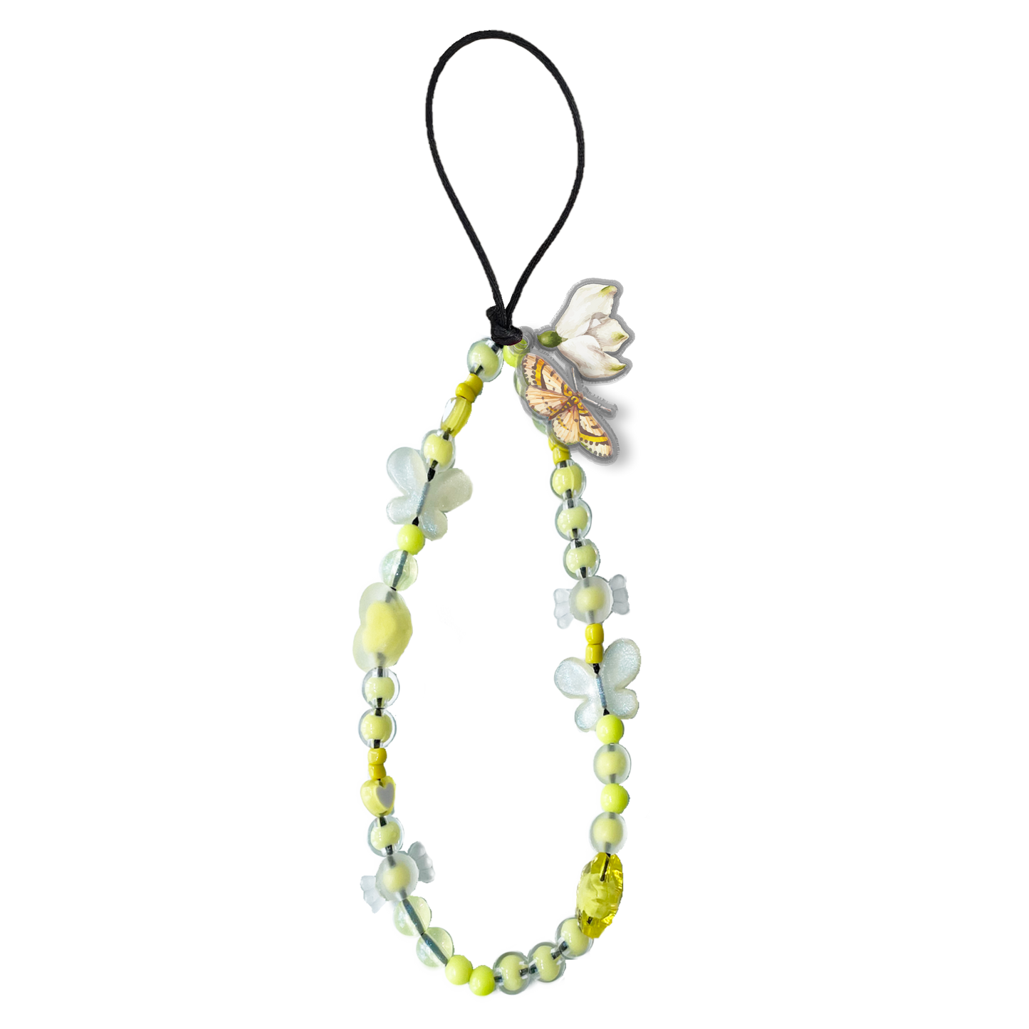 Beaded Strap with Acrylic Charm  - Sunny