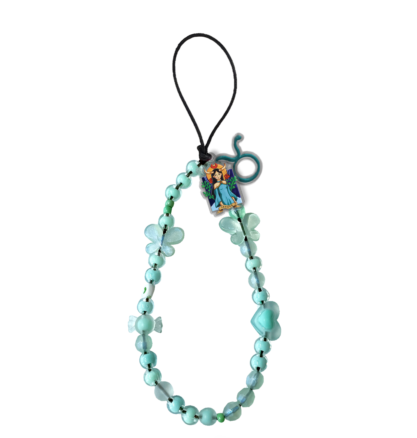 Beaded Strap with Acrylic Charm  - Taurus