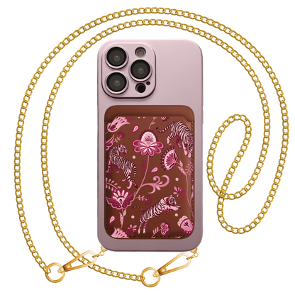 iPhone Magnetic Wallet Silicone Case - Tiger & Floral 2.0
