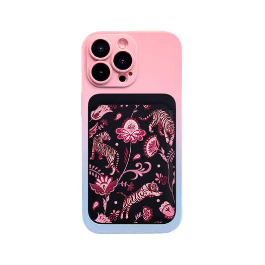 iPhone Magnetic Wallet Silicone Case - Tiger & Floral 2.0