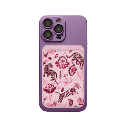 iPhone Magnetic Wallet Silicone Case - Tiger & Floral 2.0