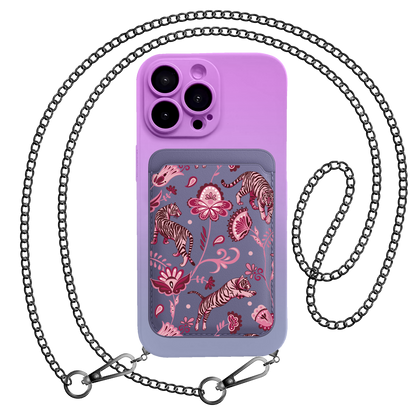 iPhone Magnetic Wallet Silicone Case - Tiger & Floral 2.0