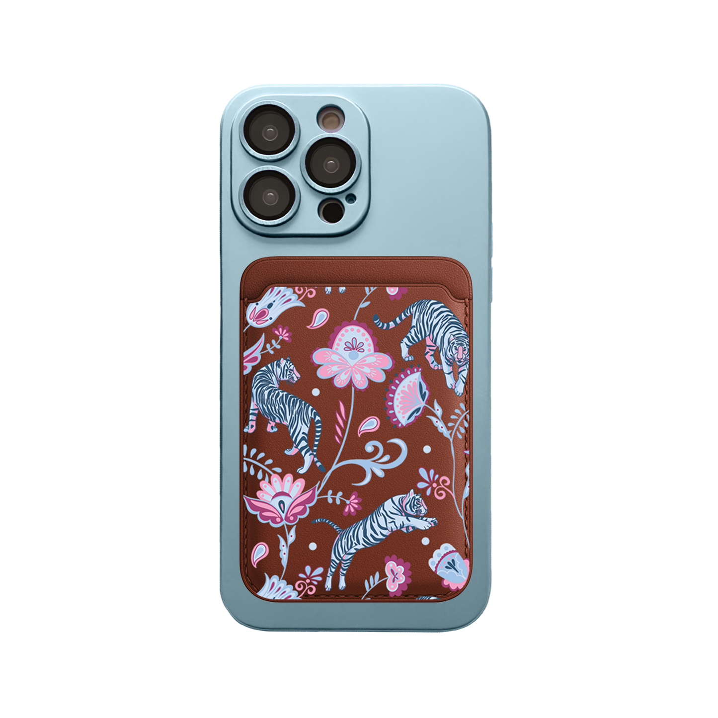 iPhone Magnetic Wallet Silicone Case - Tiger & Floral 3.0